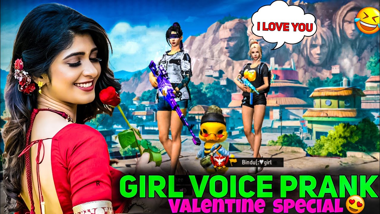 Valentine Day special girl voice prank in free fire 🔥