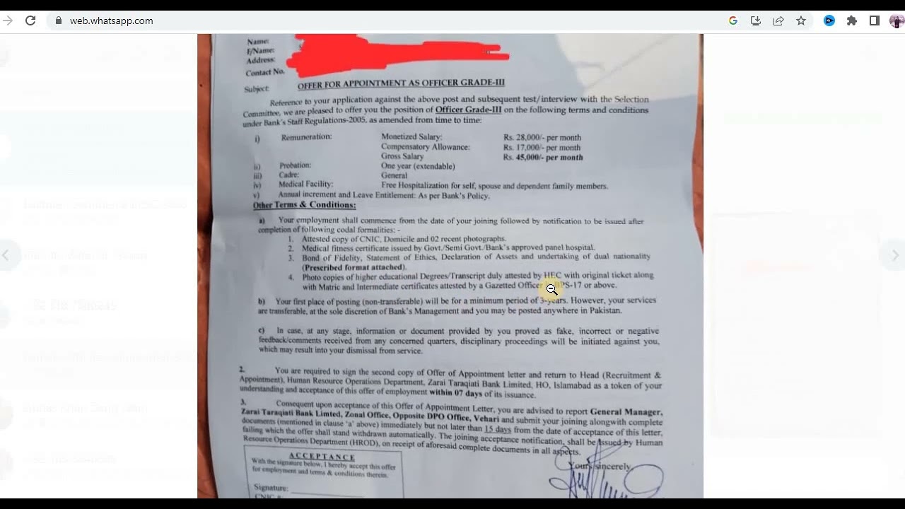ztbl og 3 offer letter dispatched|| Terms & Conditions||ztbl officer grade 3 salary||ztbl jobs