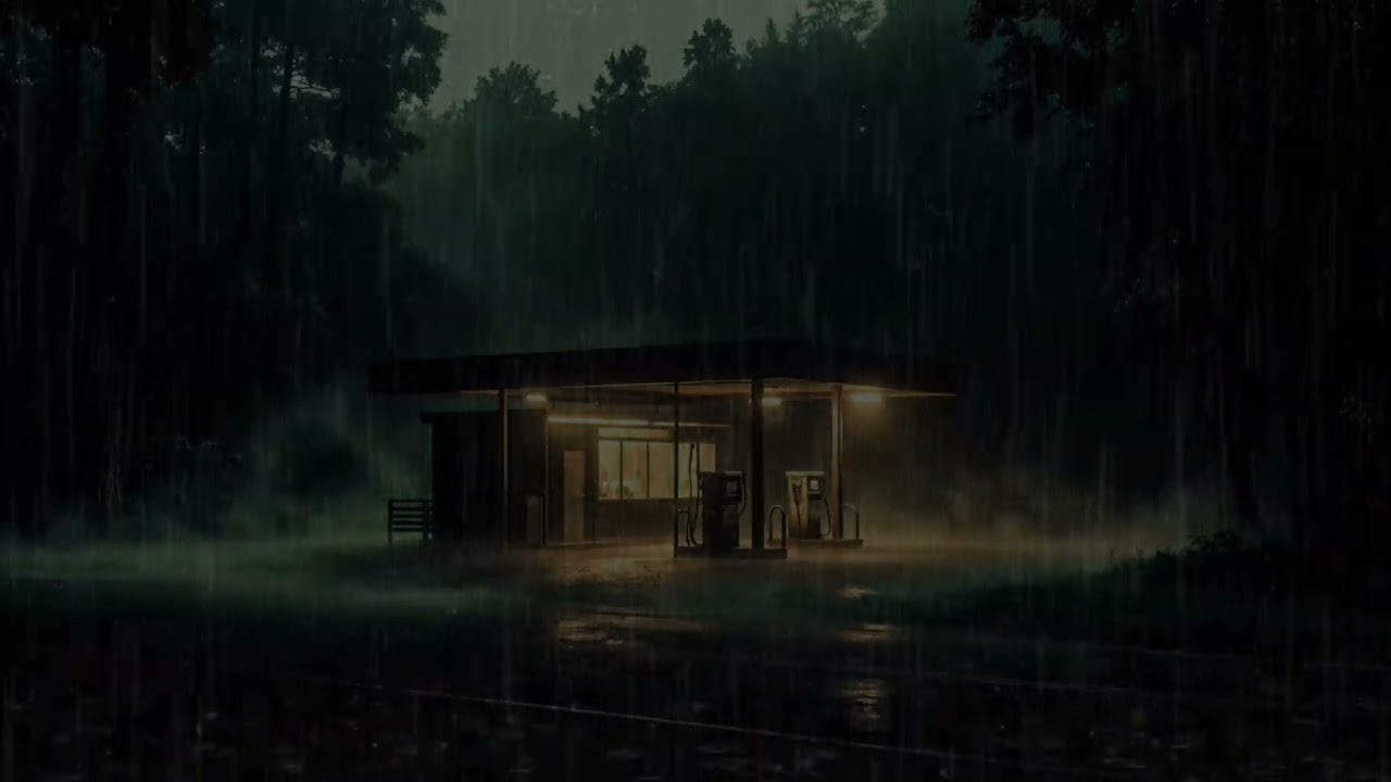 Relaxing Rain Sounds at a Lonely Gas Station 🌙 Sleep & Study ASMR