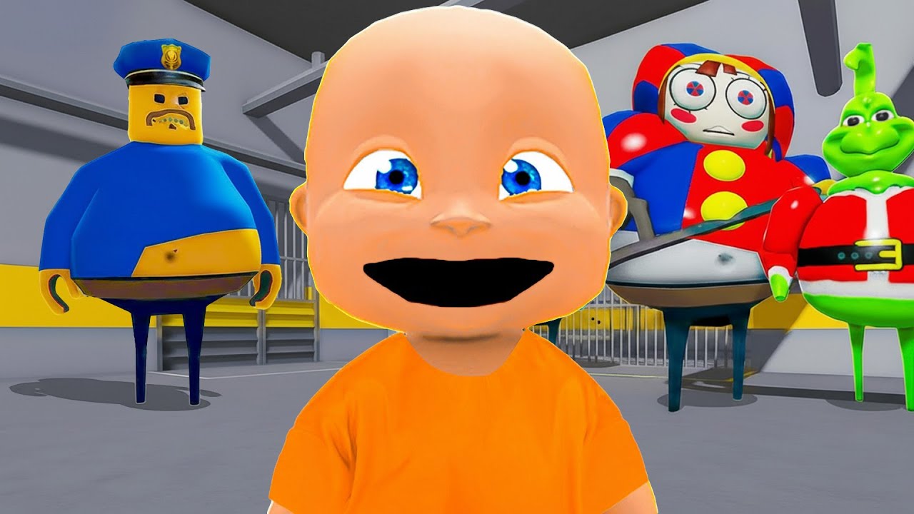 Baby ESCAPES EVERY Obby Barry's Prison, Pomni, The Grinch!