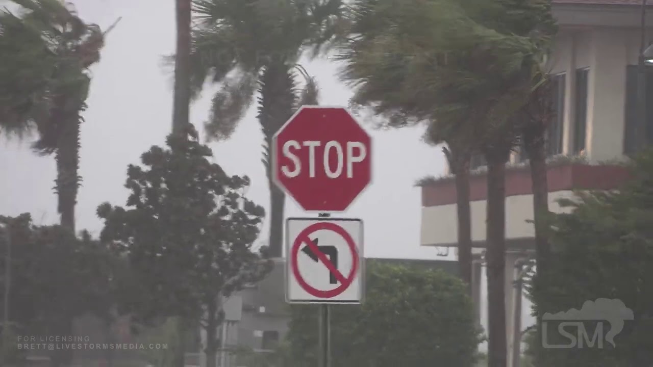 09-15-2020 Pensacola Beach, FL - Hurricane Sally - Surge - High Winds - Waves Crashing Against Seawa
