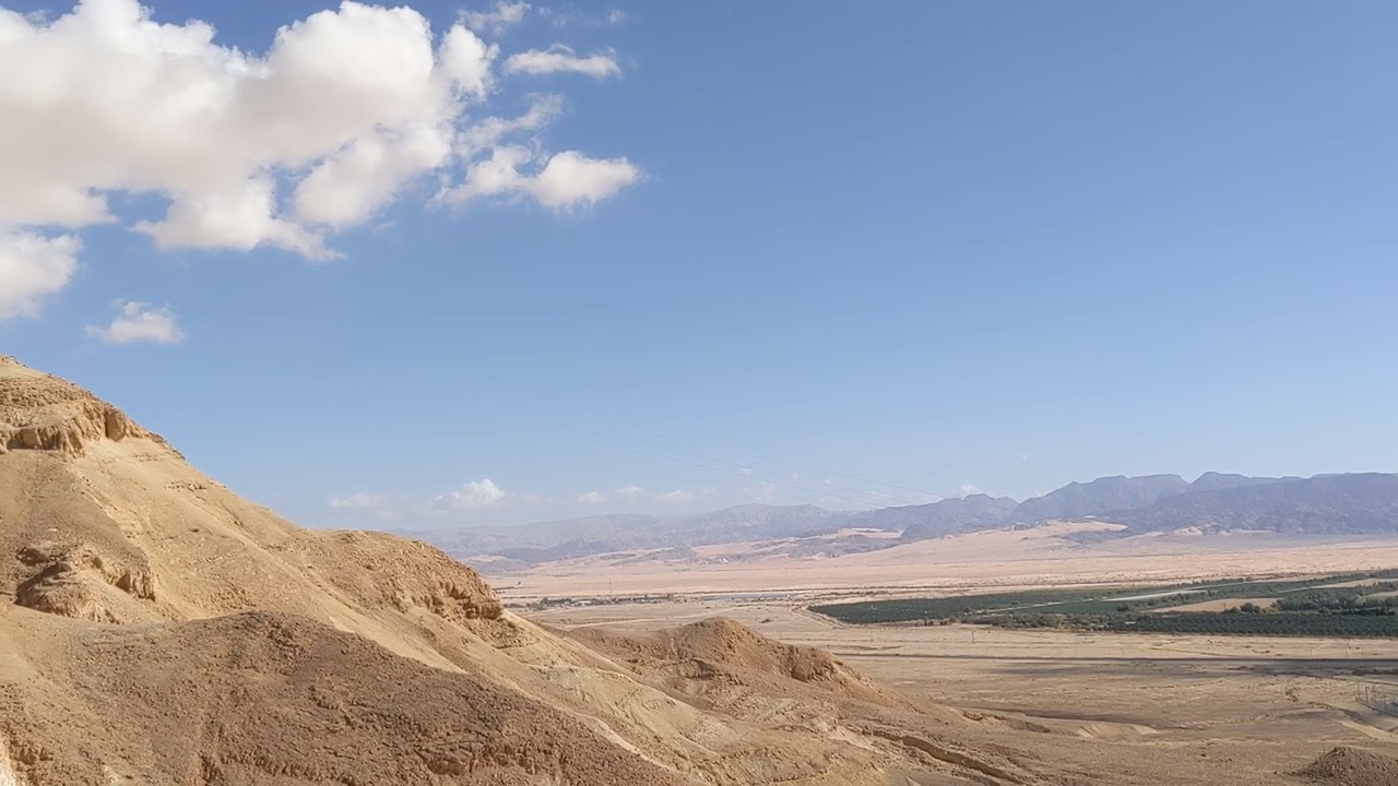 Hilltop View of Kibbutz Ketura, the Arava Institute, the Israel-Jordan Border, and the Arava Desert