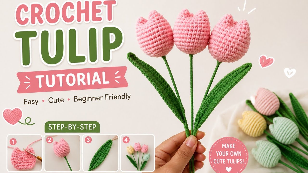 🌷🌷 Croshi tulp making tutorial 🌷🌷|| malayalam || cuddleoffical 🎀&hearts;️