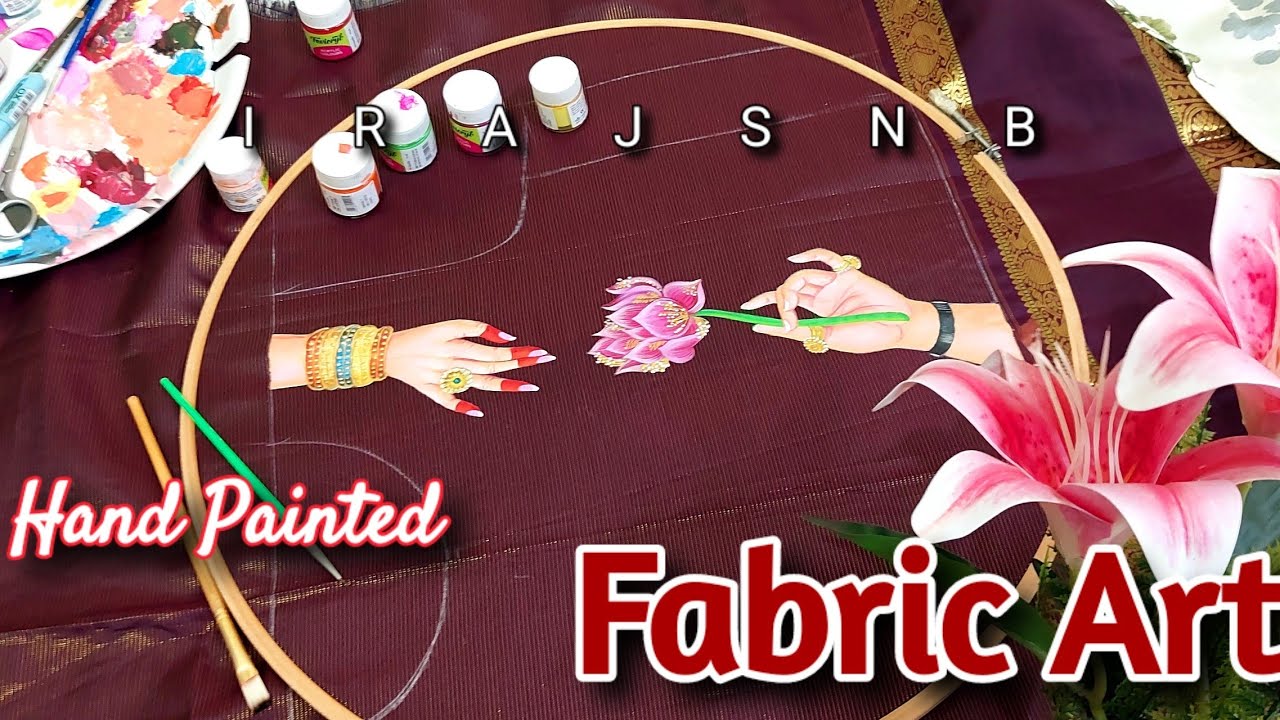 #16video || Hand Painted Lotus Blouse Design – Traditional Fabric Painting Art || IrajSNB