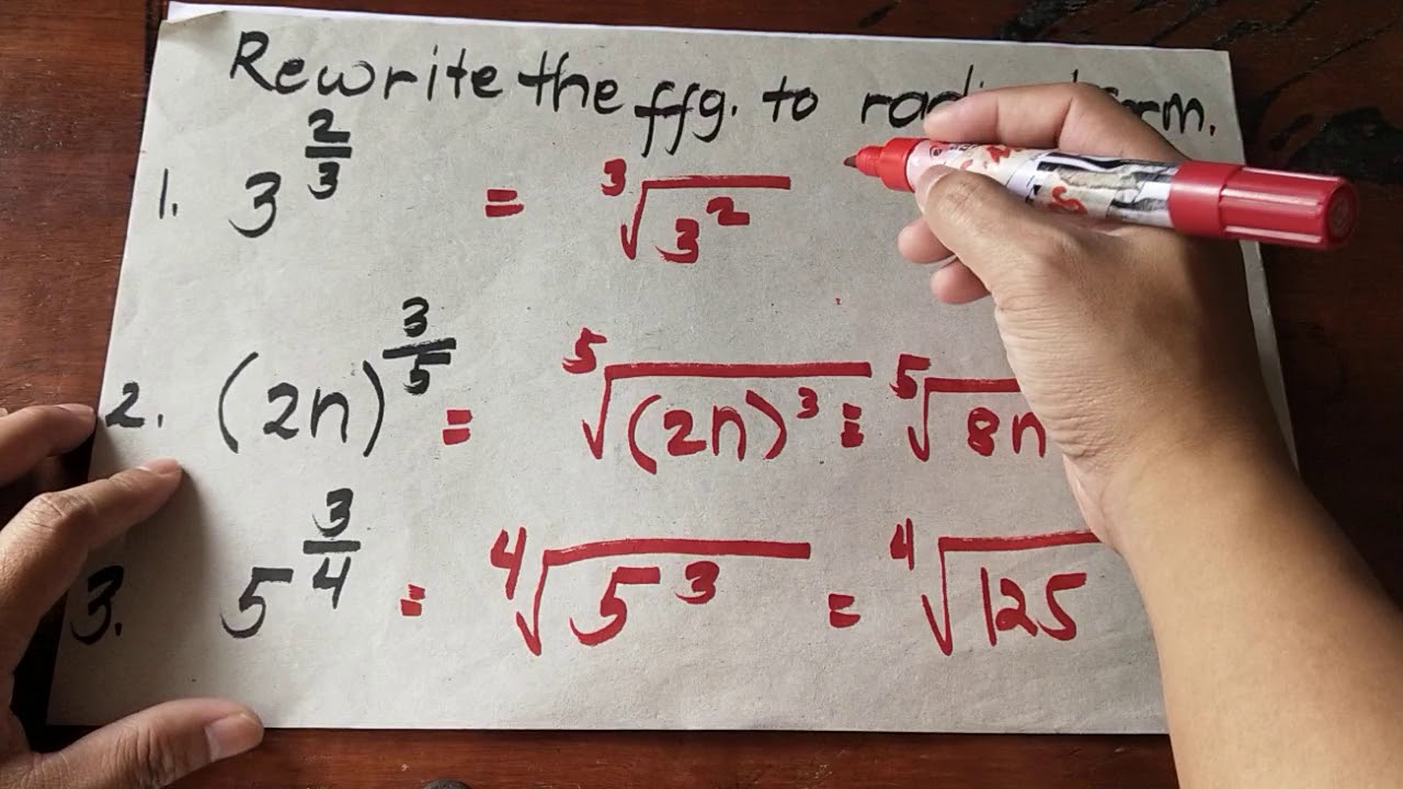 Transforming radical to exponential form and vice versa