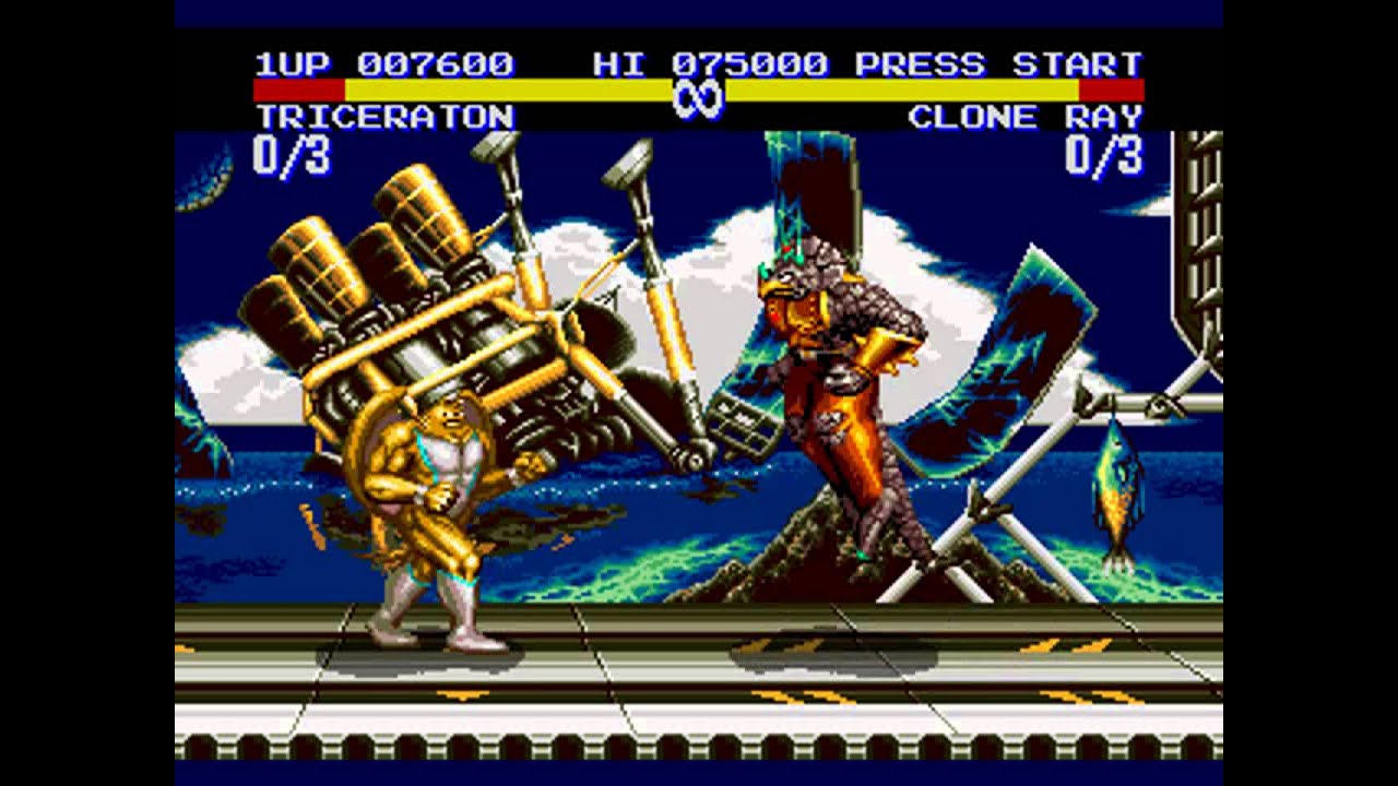 TMNT Tournament Fighters (Sega Genesis) - Triceraton vs Whole Cast