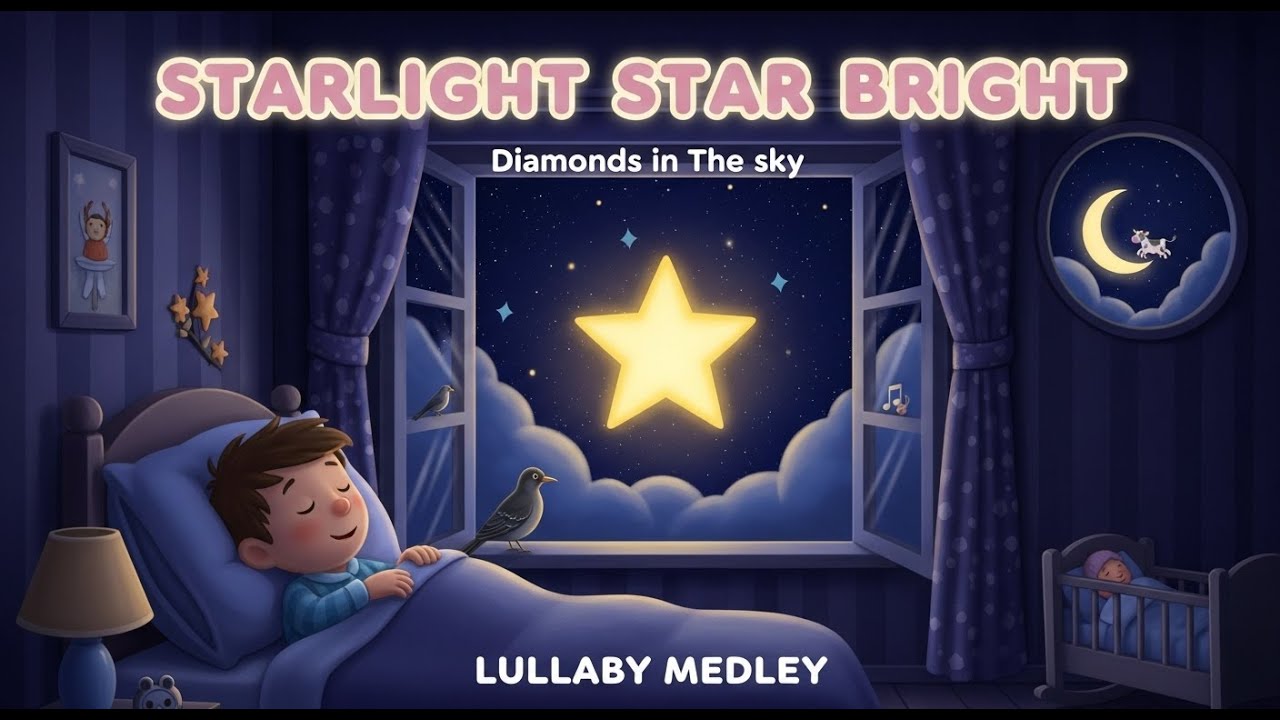 Starlight Star Bright Lullaby Medley 🌟 Bedtime Songs & Wishes | Twinkle Twinkle Little Star