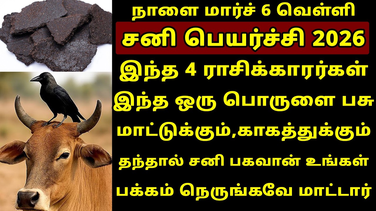 Sani Peyarchi 2026 | சனி பெயர்ச்சி அன்று இந்த 4 ராசியினர் பசு மாட்டுக்கு காகத்துக்கு தானம்!