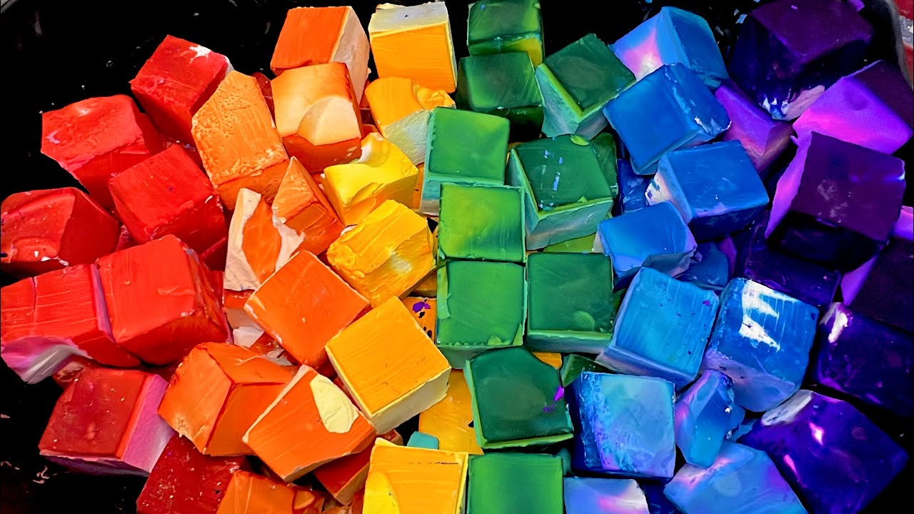 Birthday Rainbow Crush 🎂 90+ Gym Chalk cube crush | Sleep Aid | Satisfying ASMR