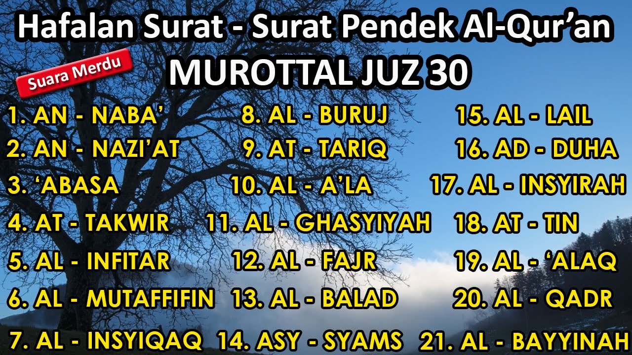 Surat surat pendek Al Qur'an untuk bacaan sholat | murottal juz 30 surah an naba - al bayyinah