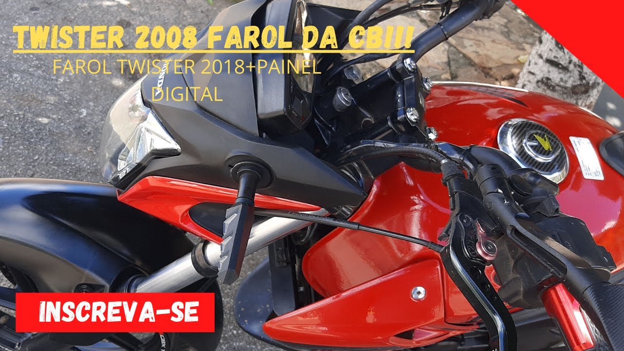 FAROL DA CB TWISTER NA CBX250 TWISTER + PAINEL DIGITAL!!!