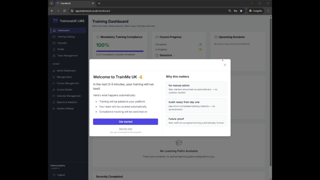 TrainMe UK - Getting Started