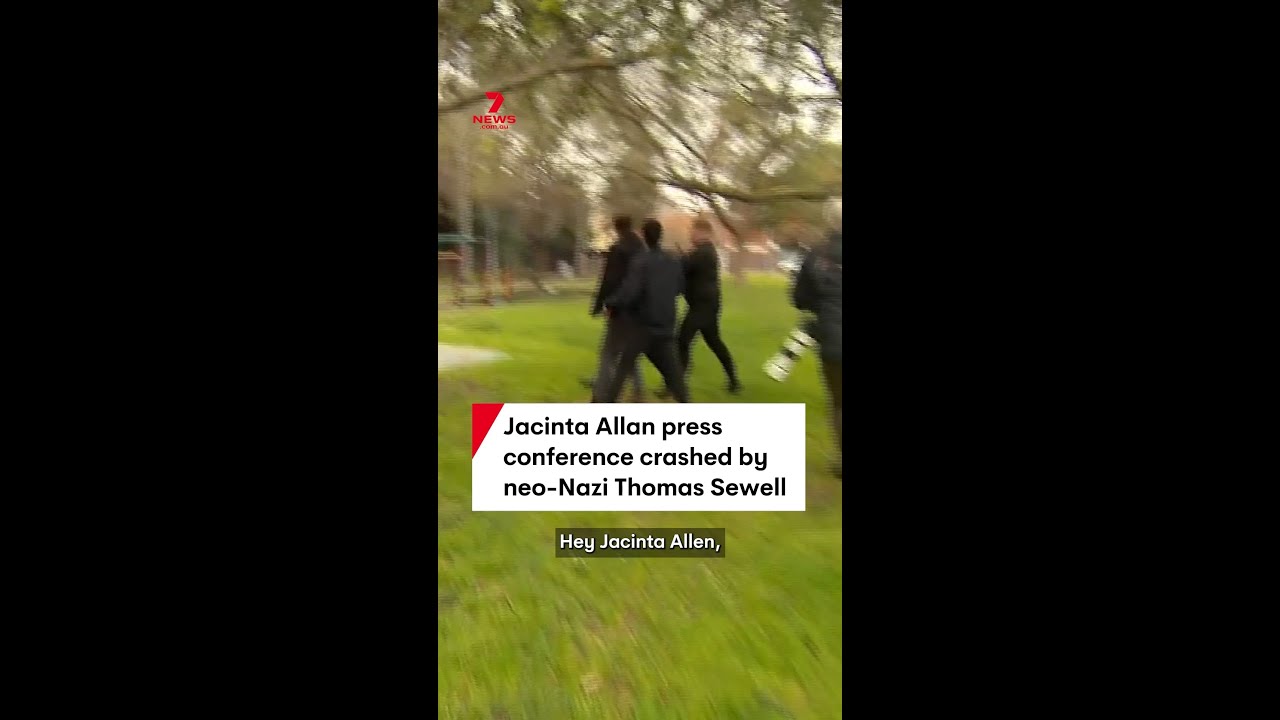 Jacinta Allan press conference crashed by neo-Nazi Thomas Sewell