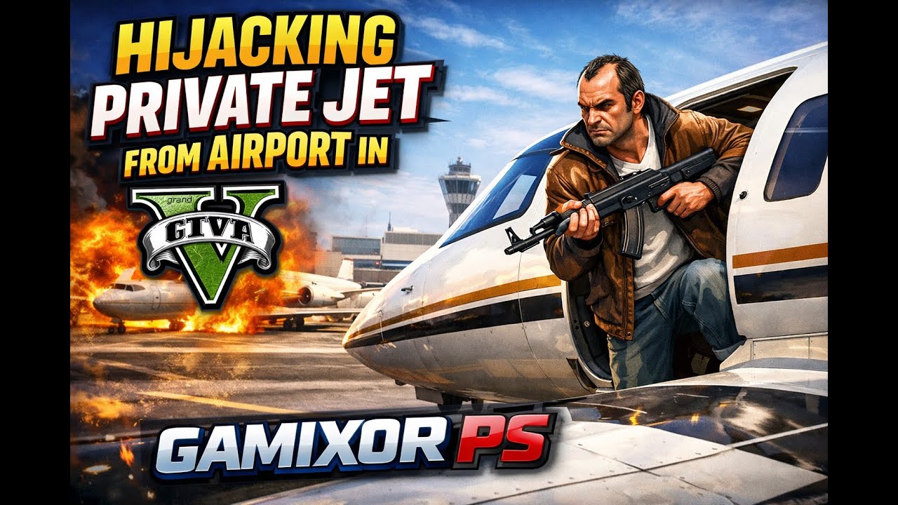 GTA V Private Jet Hijack at the Airport! (Steal Jet & Fly Away)