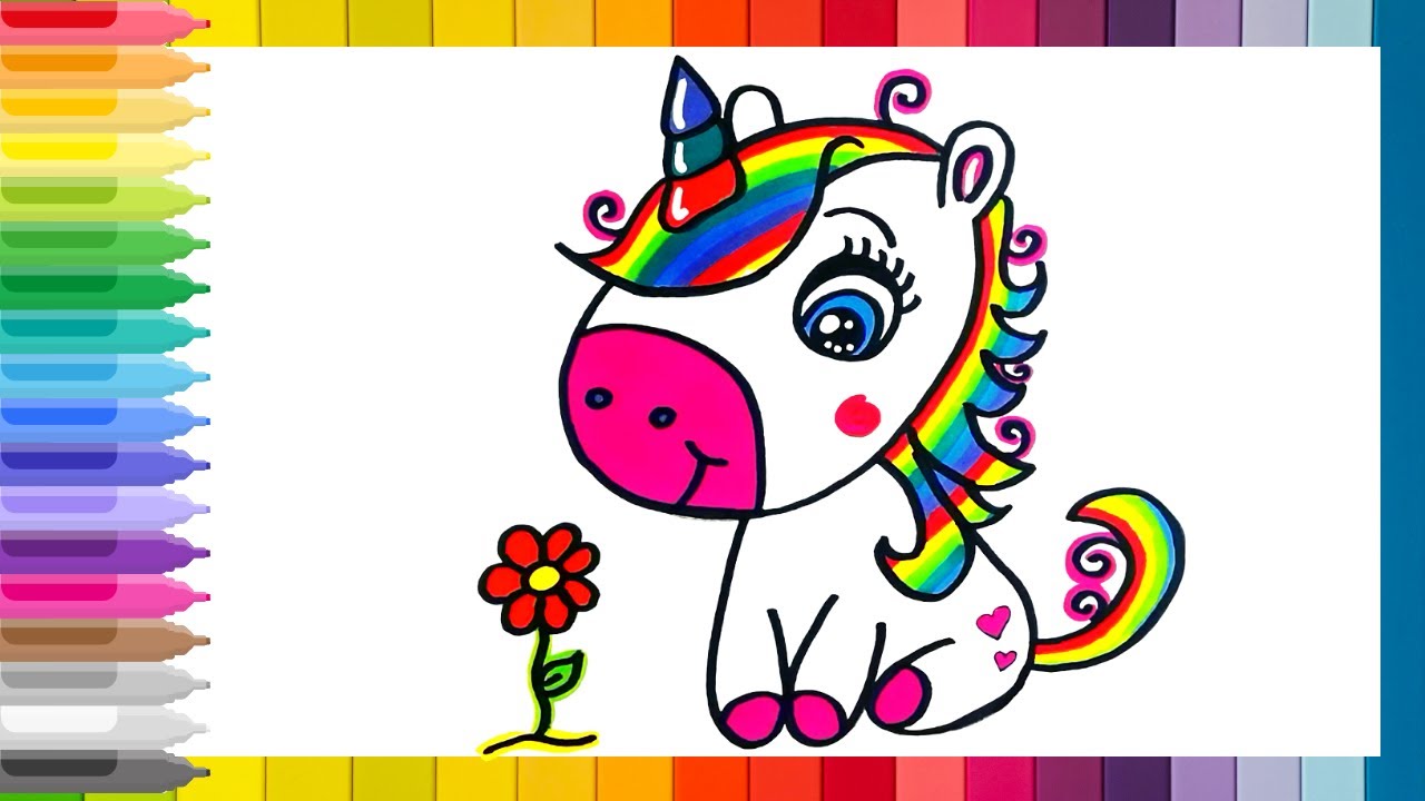🌈COMO DIBUJAR UN UNICORNIO PASO A PASO // COMO DIBUJAR Y PINTAR UN UNICORNIO ARCOIRIS🌈