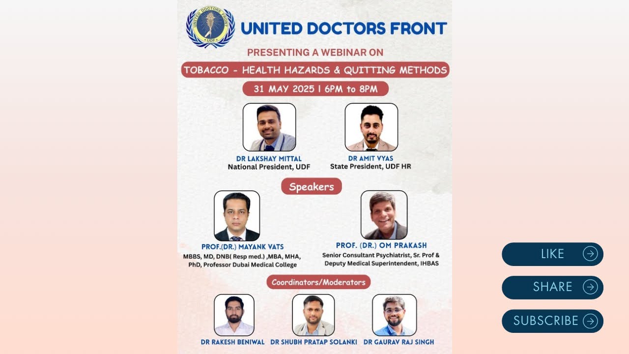 Tobacco-Free Bharat | National Webinar by United Doctors Front (UDF) | World No Tobacco Day 2025