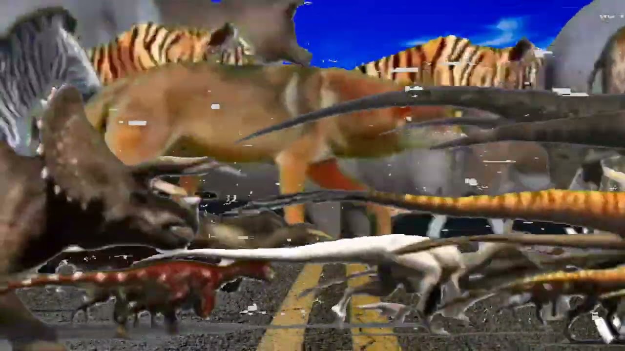 animal stampede part 3 Dinosaur stampede on road Animal stampede cartoon animal zoo animals stampede