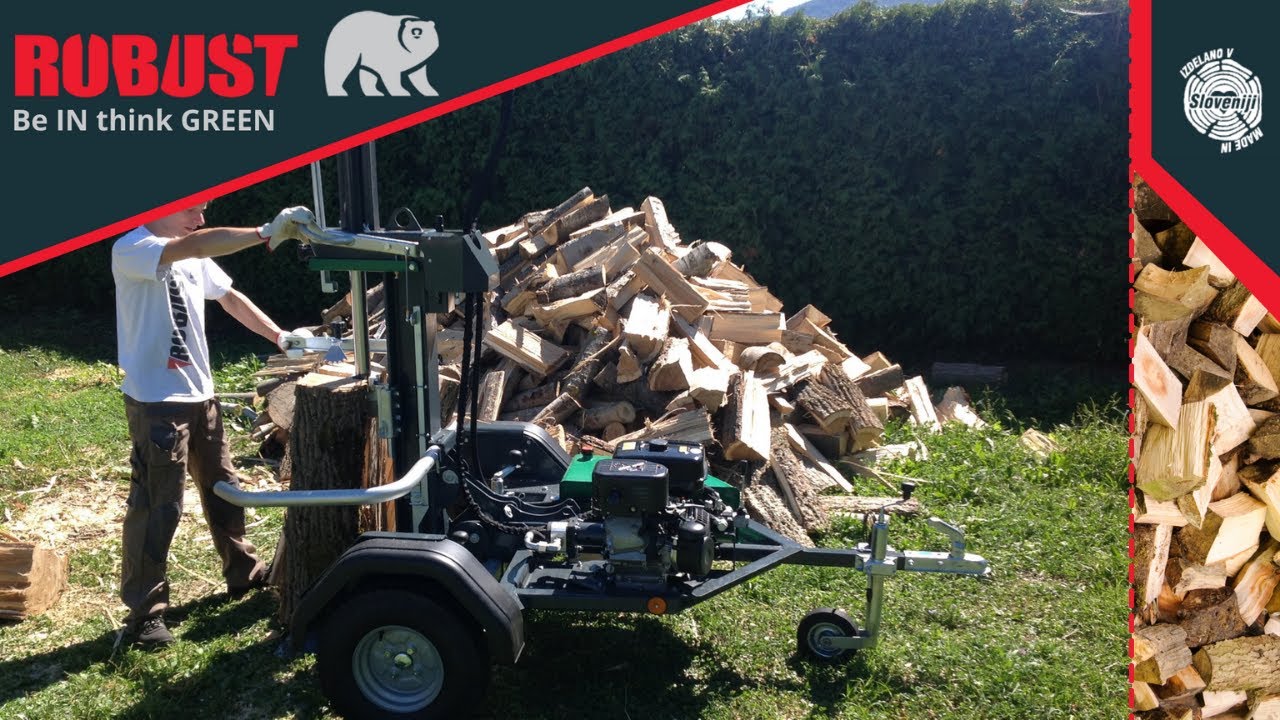 How to set up a MOBILE LOG SPLITTER into a working position? ROBUST Professional Forestry equipment.