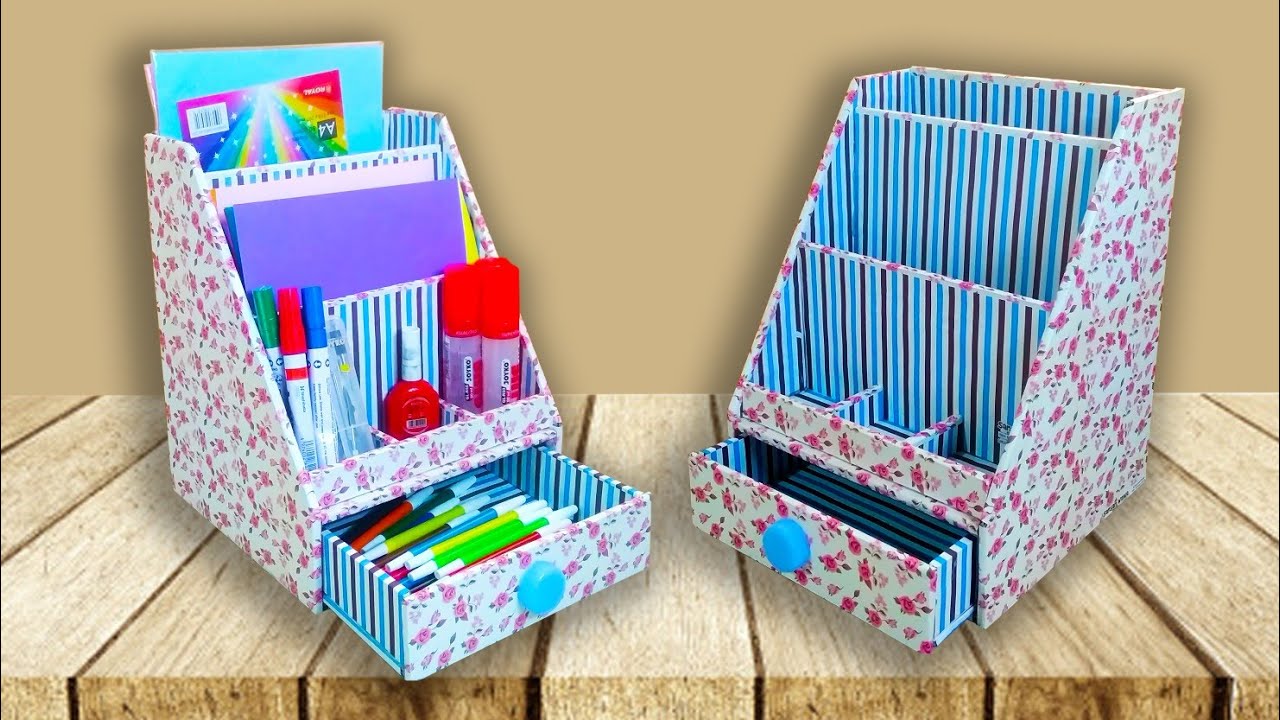 Membuat Rak Buku Ala Kantor dari Kardus Bekas | Easy Organizer book from Cardboard