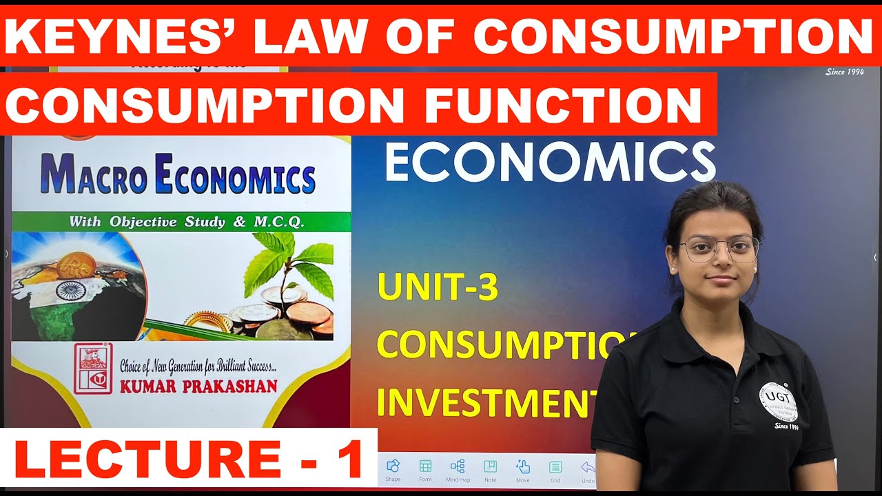 Keynes' Psychological Law of Consumption | Consumption Function | Macro Economics | Lecture 1 | UGT