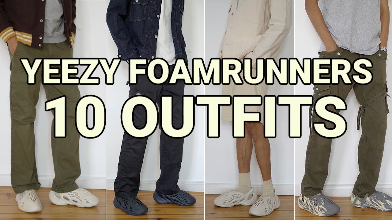 HOW TO STYLE YEEZY FOAM RUNNERS - 10 AFFORDABLE OUTFIT IDEAS - SAND, MINERAL BLUE, MXT MOON GREY