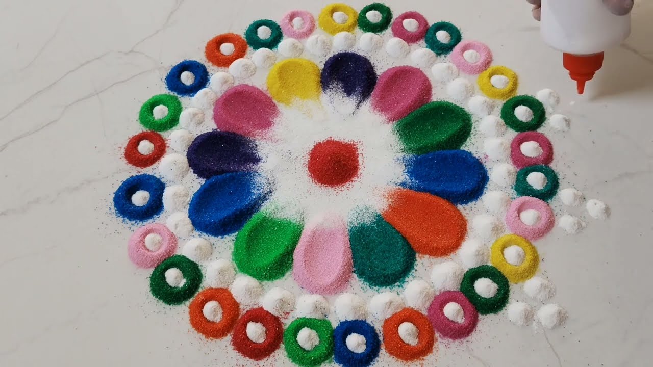 Multicolour Rangoli | Beautiful Rangoli | Sneha's Rangoli Art 