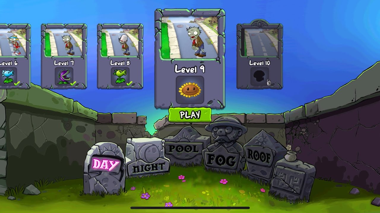 Plants vs Zombies level 9 (day)