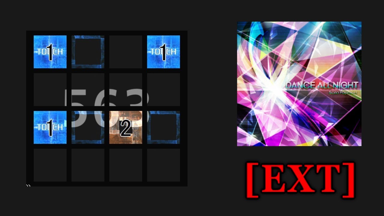 【jubeat saucer fulfill】DANCE ALL NIGHT(EXT) 譜面確認(シャッター+ハンドクラップ+同時色分け)