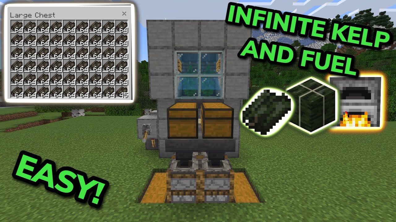 SIMPLE ZERO-TICK KELP AND FUEL FARM TUTORIAL in Minecraft Bedrock (MCPE/Xbox/PS4/Switch/PC)