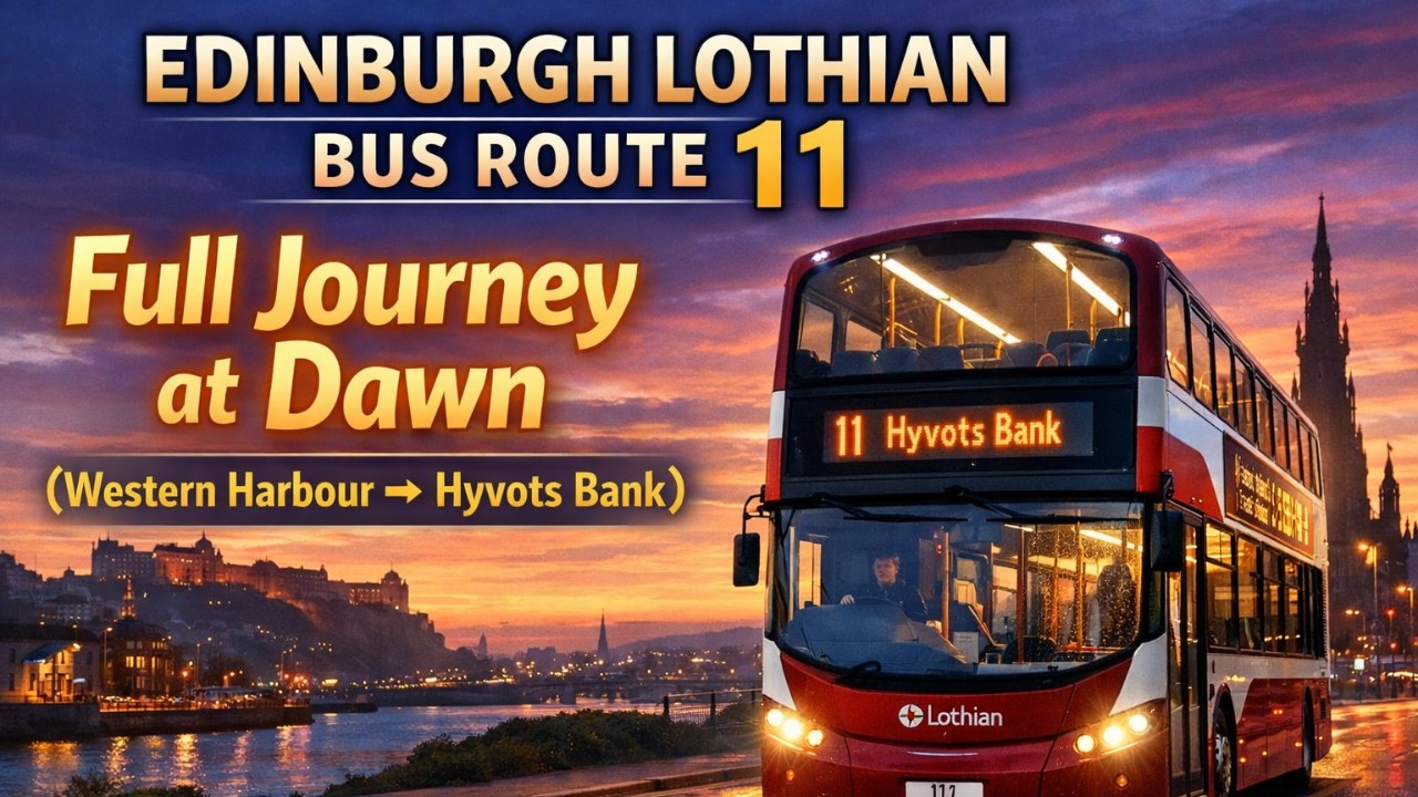Edinburgh Lothian Bus Route 11 — Full Journey at Dawn (Western Harbour → Hyvots Bank)
