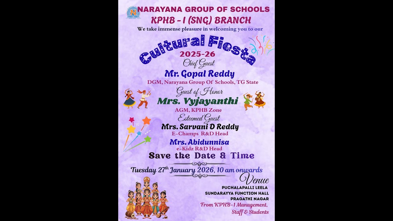 Narayana Group of Schools KPHB-1(SN|G) Branch || CULTURAL FIESTA-2025-26 ||