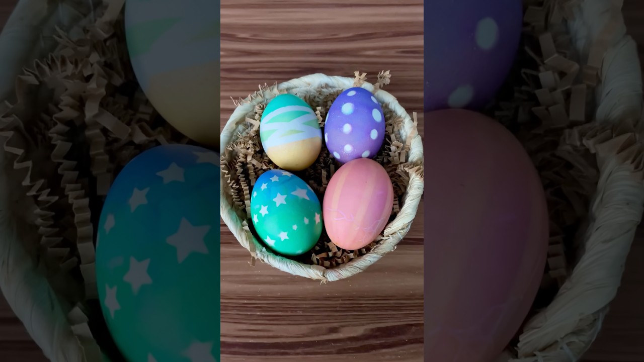 Идея украшения пасхальных яиц: печать наклеек