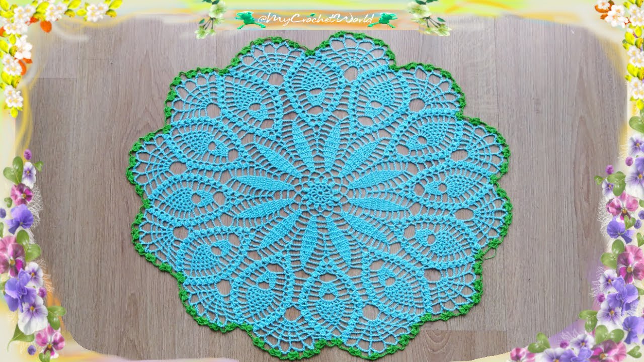 Serwetka błękitne migdały i ananasy 50 cm/ część 1/2 @mycrochetworld
