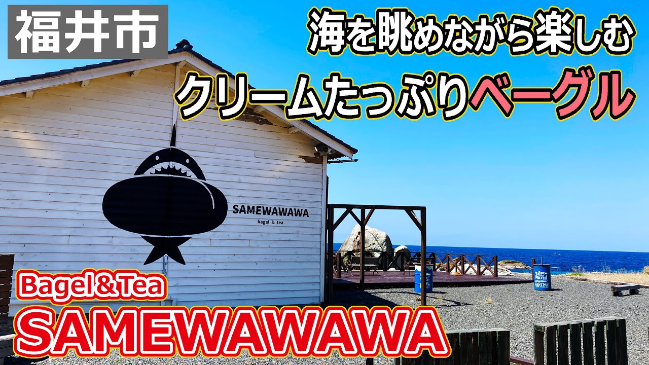 【福井のグルメ】海沿いの景色最高なベーグルとお茶のお店「SAMEWAWAWA」さんのベーグルは、クリームの海に潜ってた！！　カフェ　海　テイクアウト　パン