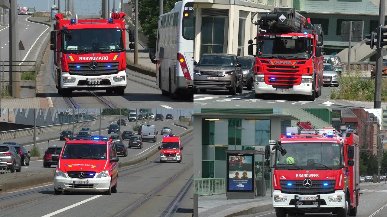 Verschillende brandweer voertuigen uit Antwerpen met spoed naar interventies