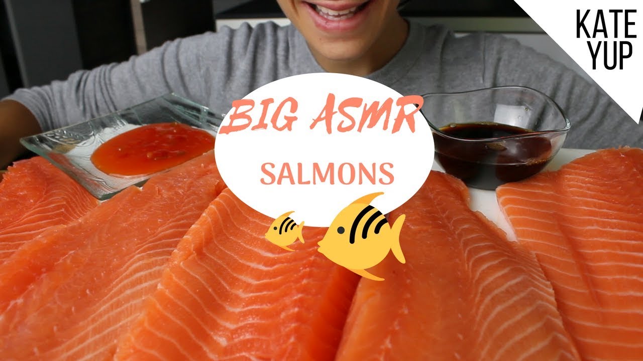 BIG ASMR SALMONS !!!!! BIG BITES / SAVAGE EATING ! wooOOooww