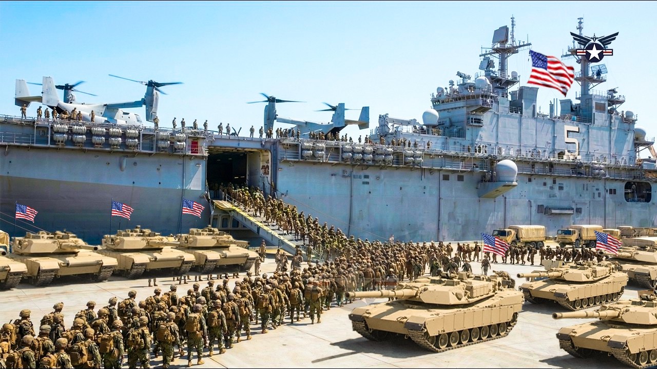 Тысяча америка солдат и танки M1 Abrams выгружены в Кувейте. Возьмите под контроль Ормузский пролив.