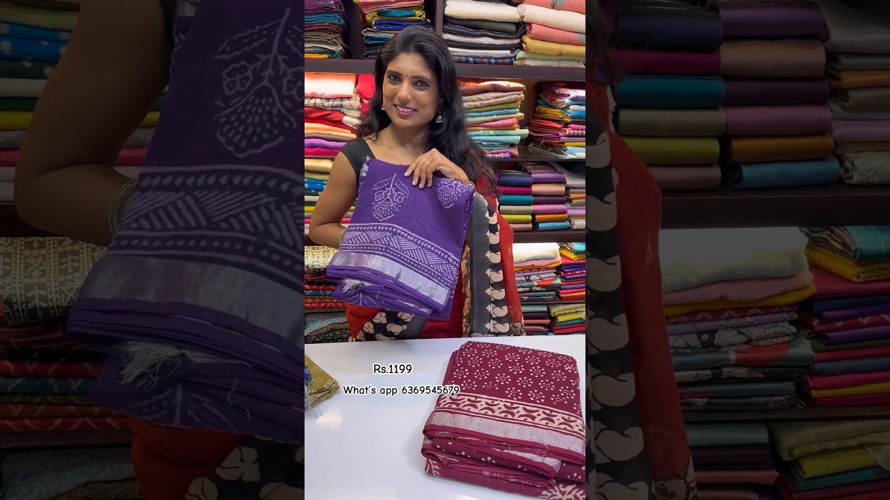 Mirchi Soft Linen Cotton Sarees! | Price Rs.1,199/- | WhatsApp-6369545679 | Shop@ruffletrends