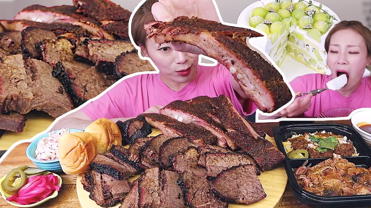 BBQ 파티! 3종류 고기와 사이드 메뉴, 후식으로 메론케이크 🍈 240603/Mukbang, eating show