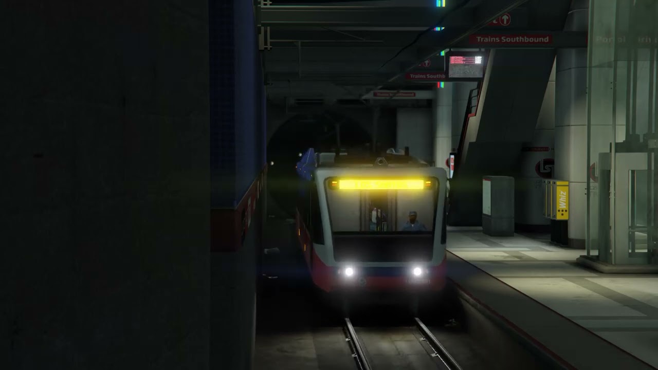 GTAV Los Santos Transit Tram Free Stock Footage Various Time of Day and Weather