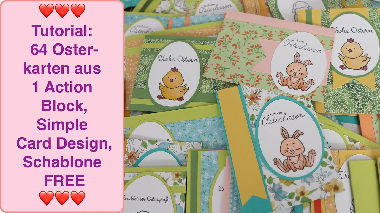 Tutorial: 64 Osterkarten aus 1 Action Block,Simple Card Design,Bastelsachen Aktion Haul Stampin up