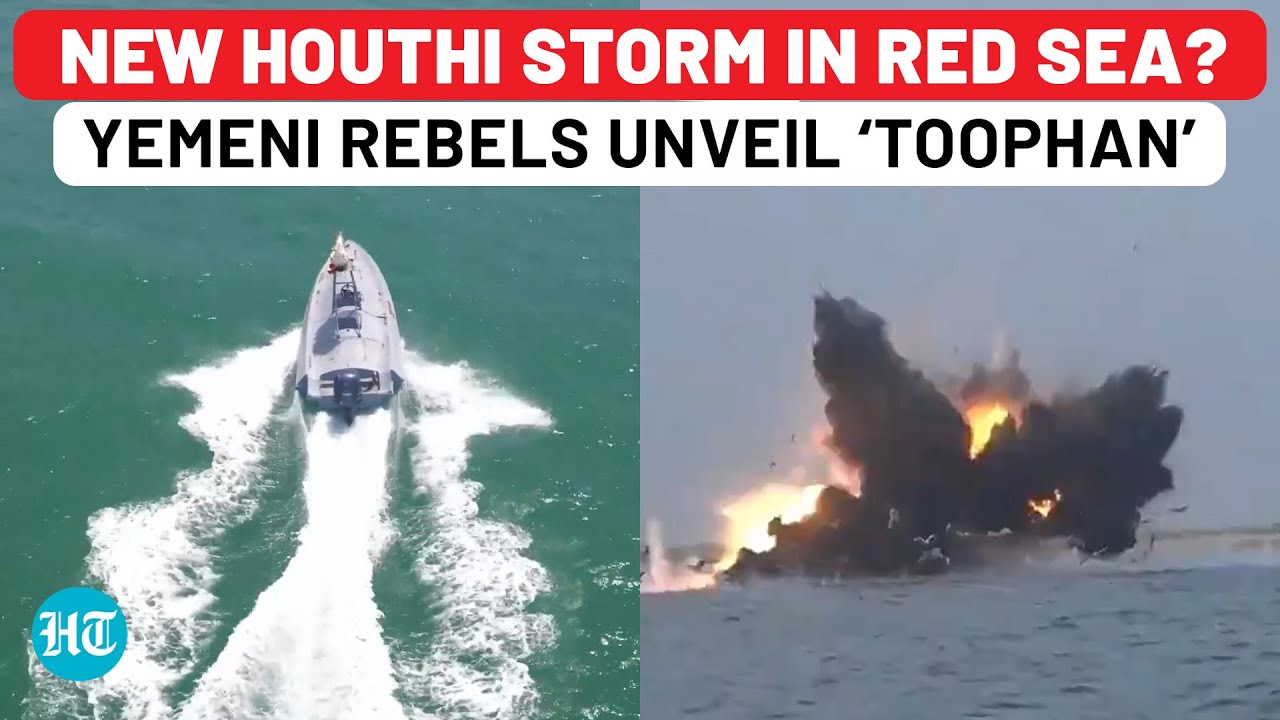 Houthis Unveil &lsquo;Destructive&rsquo; Drone Boat 'Toophan' Days After New Ballistic Missile Launch | Watch