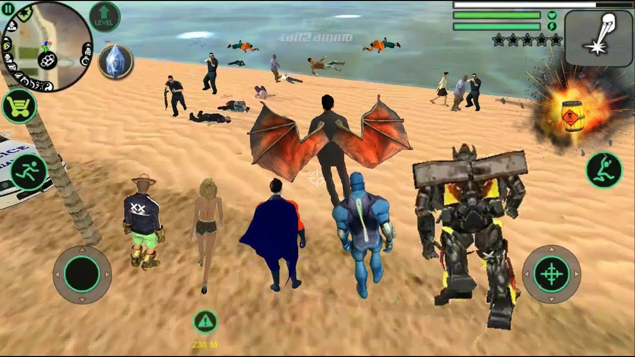 ► Under The Sea Challenge - Rope Hero Vice Town vs Less Angeles Crime 2 vs Vegas Crime Simulator