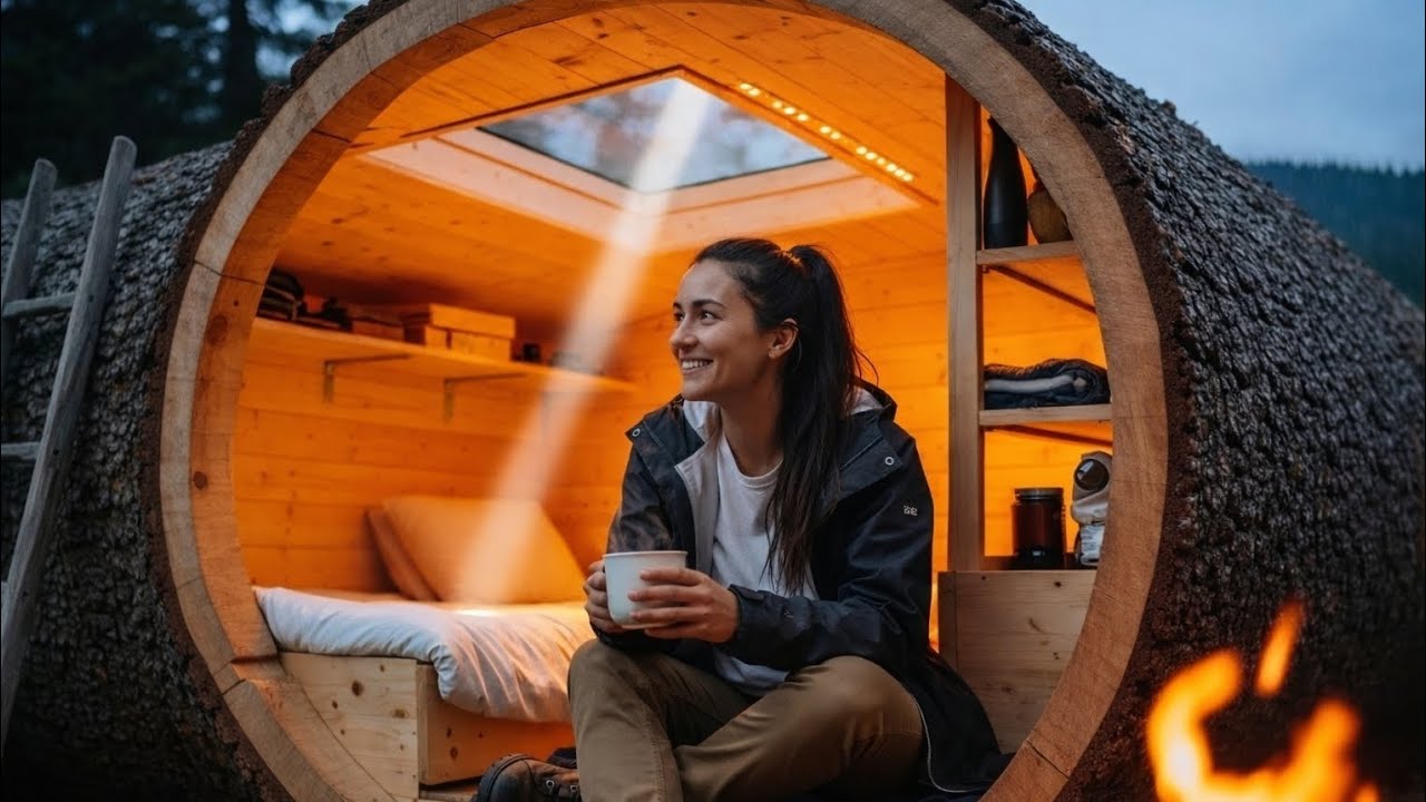  Secret Modern Home Inside a Tree Log! 