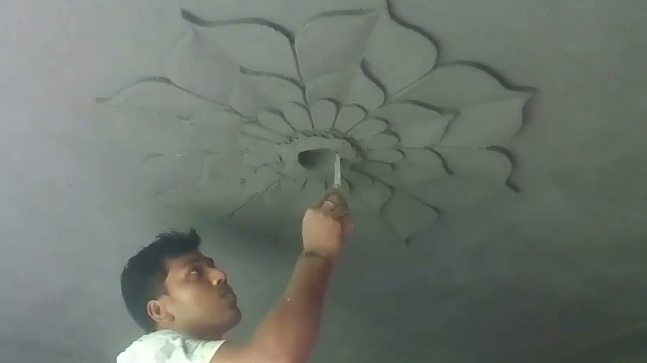How to make a ceiling flower design | Ceiling design | Sand & cement