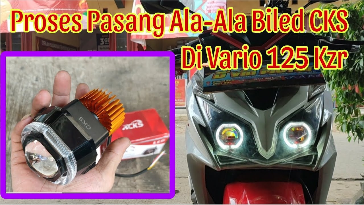 pasang lampu LED proji ala biled di Honda vario techno 125 kzr. lengkap dengan pasang relay lampu