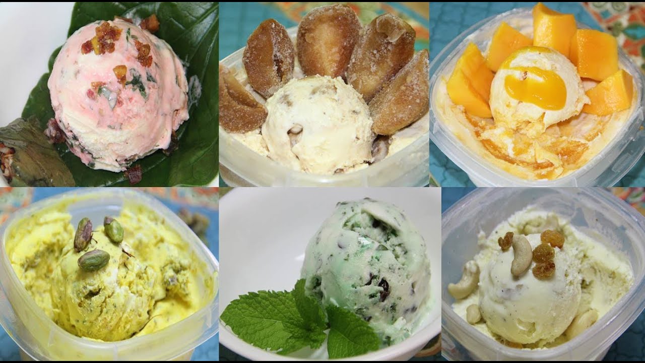 7 Indian Ice Cream Recipes - Flavors: Pan, Chikoo, Mango, Badam Anjir, Pudina, & Kesar Pista