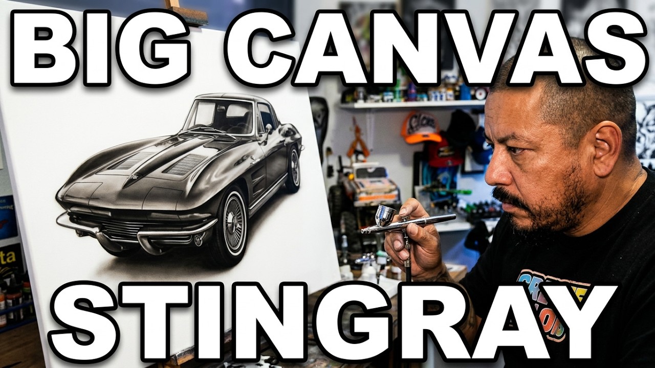Lets Airbrush a Corvette on a Big Canvas