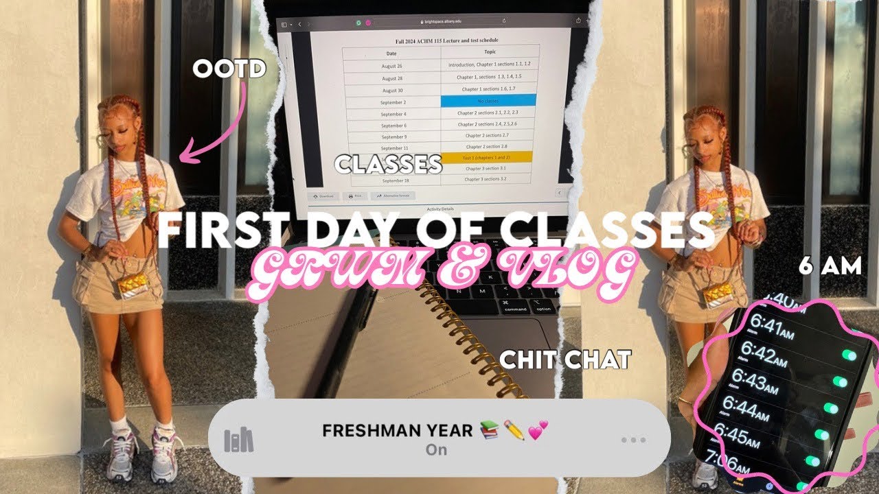 GRWM: FIRST DAY OF SCHOOL + VLOG *freshman year*| chit-chat, ootd, college, & more