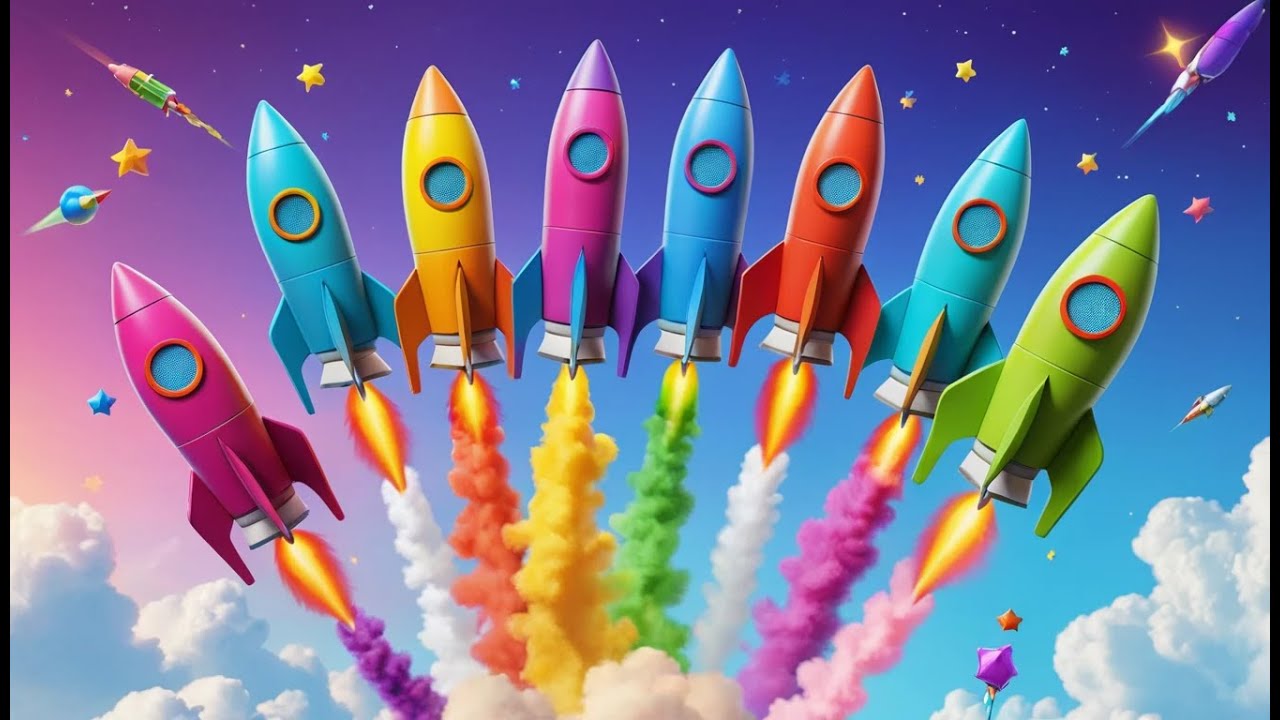 Diez Pequeños Cohetes de Juguete Zoom Zoom | Canción del Espacio y Números para Niños